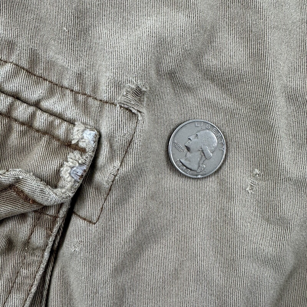 VTG Y2K Distressed Aeropostale Cargo Shorts Men 33 Beige Khaki Cutoffs Tag 34 - Picture 2 of 15